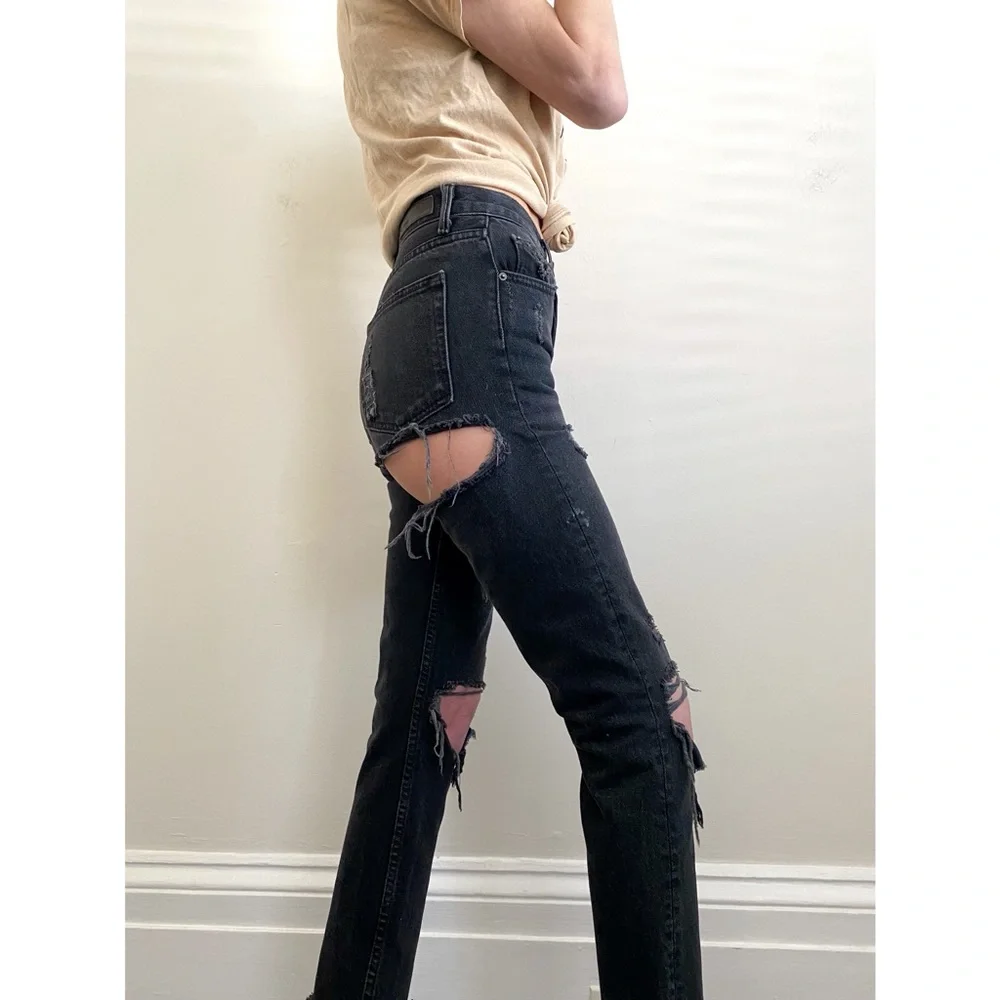 GRLFRND Denim Karolina Jeans in Travelin' Band Ripped Black jeans - Picture 4 of 9